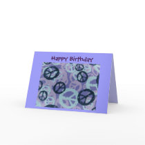 Happy Birthday-Peace Signs/Camo Look-Card by pammys Happy Birthday-Peace Signs/Camo Look-Card