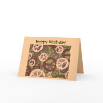 Happy Birthday!-Peace Signs/Camo Look Card by pammys Happy Birthday!-Peace Signs/Camo Look Card