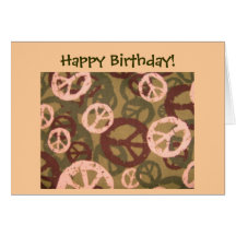 Happy Birthday!-Peace Signs/Camo Look Card