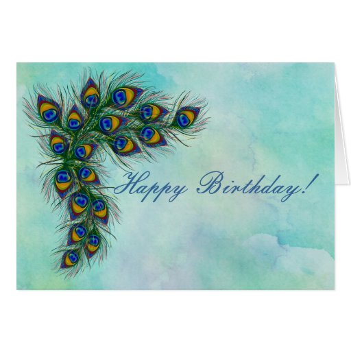 Happy Birthday Peacock Feathers Frame Card Zazzle