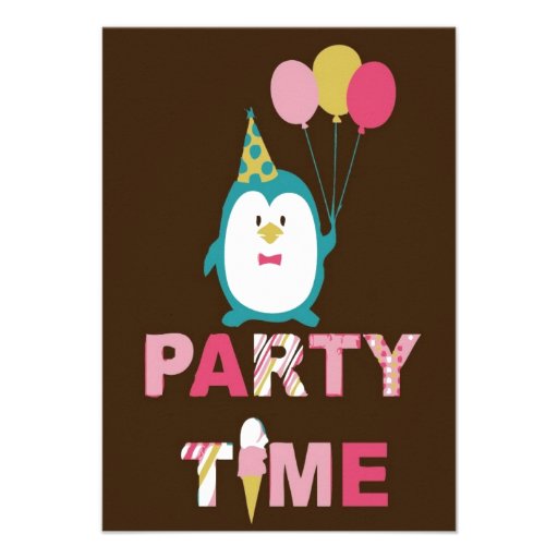 Happy Birthday Penguin Custom Invitation