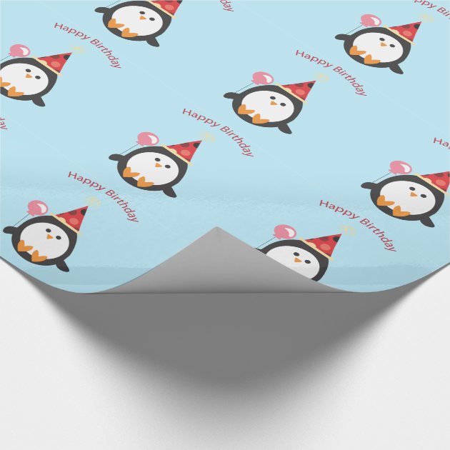 Happy Birthday Penguin Wrapping Paper 4/4