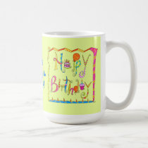 Happy Birthday Personalized Lime Green Mug mugs