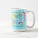 Happy Birthday Personalized Turquoise Mug