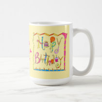 Happy Birthday Personalized Yellow Mug mugs