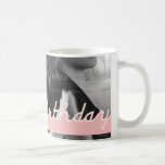 Happy Birthday Photo Pink White Cutout Text Design Mug