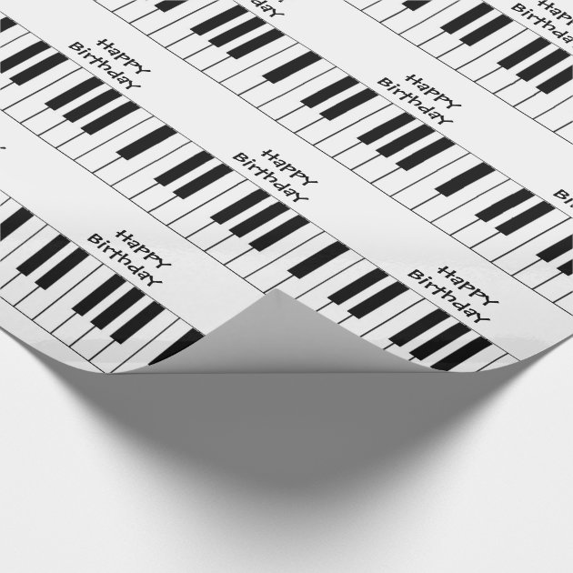 Happy Birthday, piano keys, gift wrap. Wrapping Paper-3