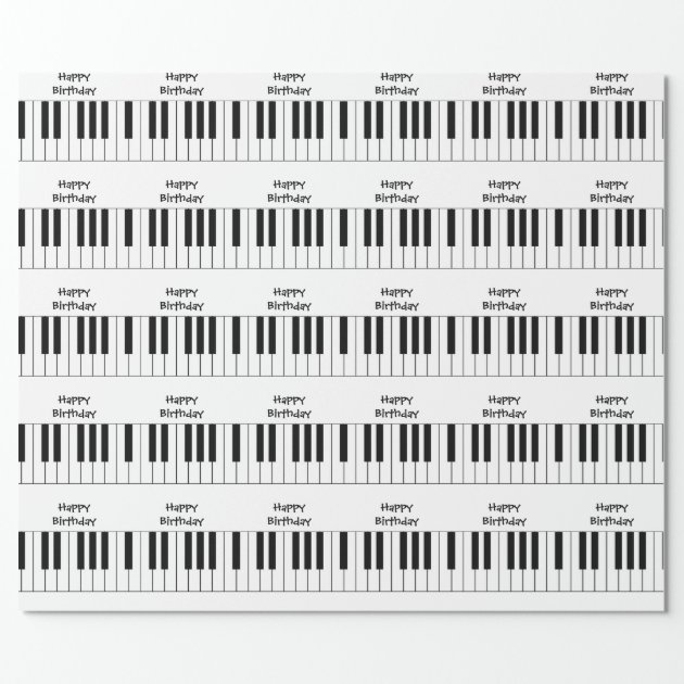 Happy Birthday, piano keys, gift wrap. Wrapping Paper 2/4