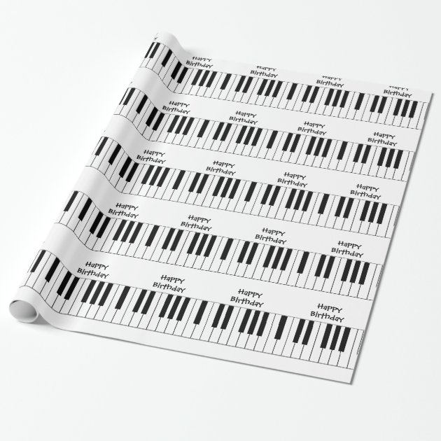 Happy Birthday, piano keys, gift wrap. Wrapping Paper 1/4