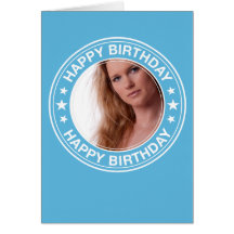 Happy Birthday Picture Frame in Blue Greeting Cards