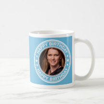 Happy Birthday Picture Frame in Blue Coffee Mugs