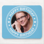 Happy Birthday Picture Frame in Blue Mouse Pad