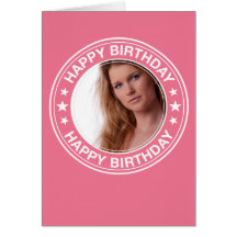 Happy Birthday picture Frame in Pink Greeting Cards