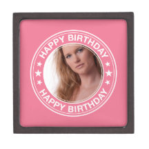 Happy Birthday picture Frame in Pink Premium Keepsake Box