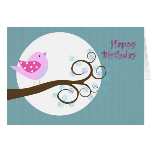 pink bird birthday card