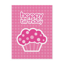 happy birthday pink cupcake postcard postcards