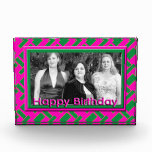 Happy Birthday pink green photo frame awards