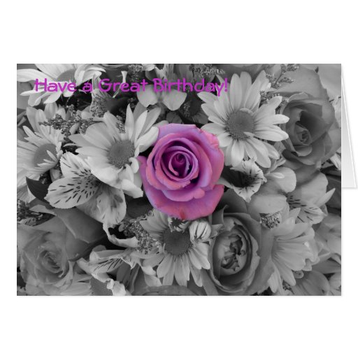 happy birthday pink rose greeting card