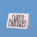 Happy Birthday Pink Stripes Card by floatinglemons Happy Birthday Pink Stripes Card