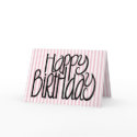 Happy Birthday Pink Stripes Card by floatinglemons Happy Birthday Pink Stripes Card