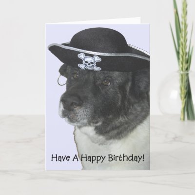 Happy Birthday Pirate Dog Cards by asimian. Pirate Loki helps you celebrate 