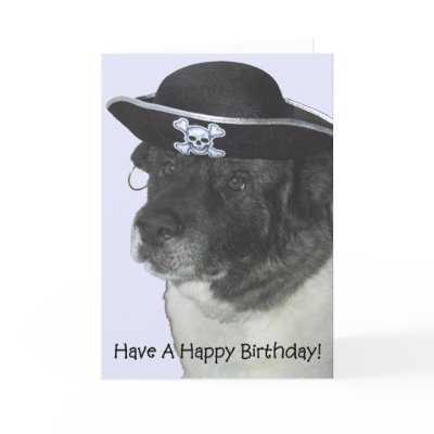 Happy Birthday Pirate Dog Cards by asimian. Pirate Loki helps you celebrate 