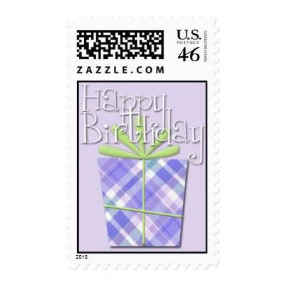 Happy Birthday  Plaid Postage
