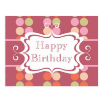 Happy Birthday (poka dots) postcards