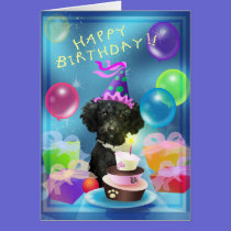 Happy Birthday poodle balloons cards