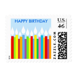 Happy Birthday Postage Stamp - Blue stamp