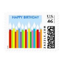 Happy Birthday Postage Stamp - Blue