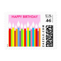 Happy Birthday Postage Stamp - Pink