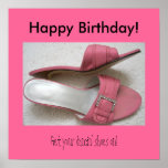 Happy Birthday Poster, Pink Heels posters