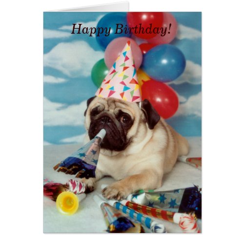 Happy Birthday Pug Card - Let's Celebrate!