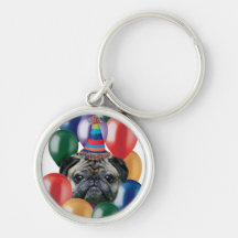 Happy Birthday pug dog Key Chains