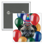 Happy birthday Pug dog Pinback Buttons
