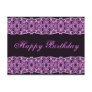 Happy Birthday purple black Postcard