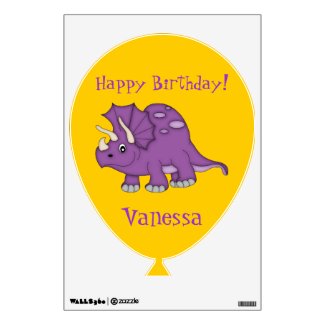 Happy Birthday Purple Dinosaur+Name Wall Skins