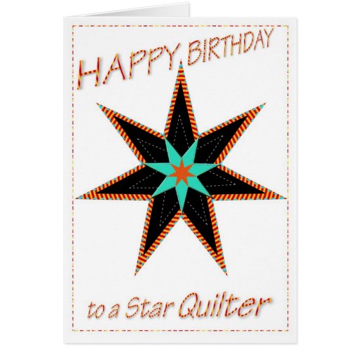 Happy Birthday Quilt Star Greeting Card | Zazzle