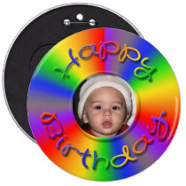 Happy Birthday Rainbow Photo Button buttons