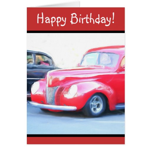 Happy Birthday Red Classic car greeting card | Zazzle