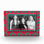 Happy Birthday red teal photo frame awards