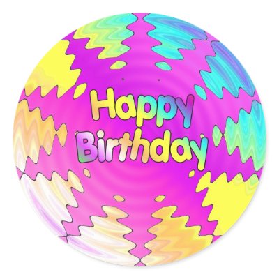 Happy Birthday Ripple Round Sticker by dndartstudio