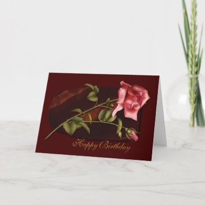 Happy Birthday Rose Greeting Card by RainbowCards. A beautiful pink rose on 