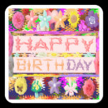 Happy Birthday Script - Floral Color Mania stickers