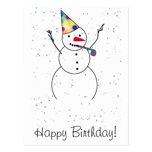 Happy Birthday Snowman Postcard Zazzle