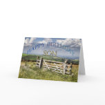 Happy Birthday Son, landscape with a gate Card