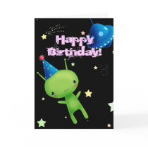 Happy Birthday Space Alien cards