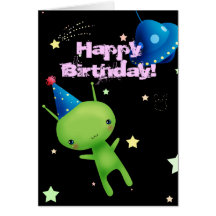 Happy Birthday Space Alien Cards