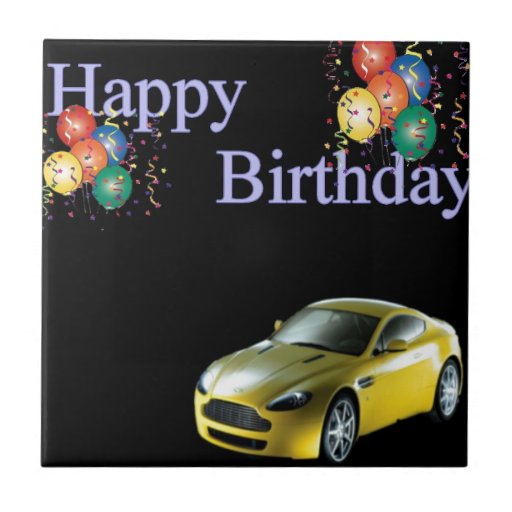 Happy Birthday Sports car design Tile Zazzle